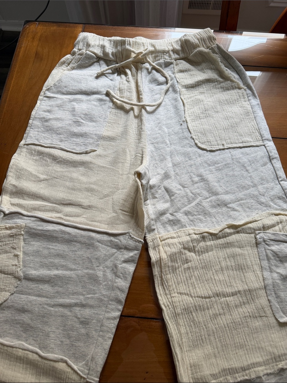 POL Neutral Patchwork Jogger Pants - Cream - Picture 5 of 12